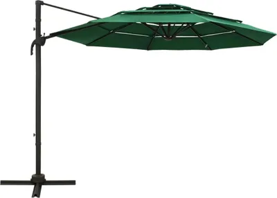 Produktbild von vidaXL Sonnenschirm mit Aluminium-Mast 4-lagig Grün 3x3 m