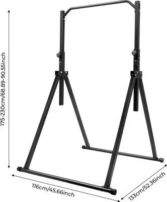 Produktbild von Klimmzugstation - Freistehende Klimmzugstange - Höhenverstellbar 1,75–2,3 m - Bis 200 kg - Kohlenstoffstahl - Für Zuhause, Fitnessstudio, Schule - Schwarz