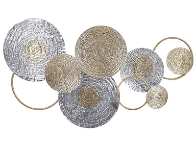 Produktbild von BELIANI Wanddekoration Gold und Silber Eisen Kreise Einteilig Handgemacht Modern Wandobjekt Wanddeko für Schlafzimmer Wohnzimmer Flur Küche Esszimmer