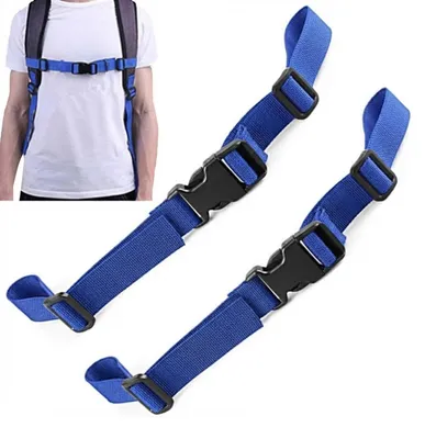 Immagine prodotto di 2 cinghie regolabili per pettorale, zaino, colore blu, larghezza 2 cm, lunghezza 33-65 cm