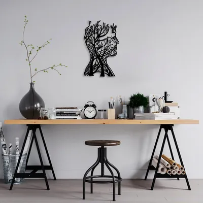 Image de Wallity, Tree- SKL2383, Noir, Autres décorations pour la maison, 27 x 43 cm, 100% métal (épaisseur : 1