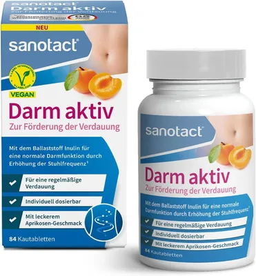 Obrázek produktu pro sanotact Darm AKTIV (84 žvýkacích tablet) - Přírodní vláknina a inulin z kořene čekanky