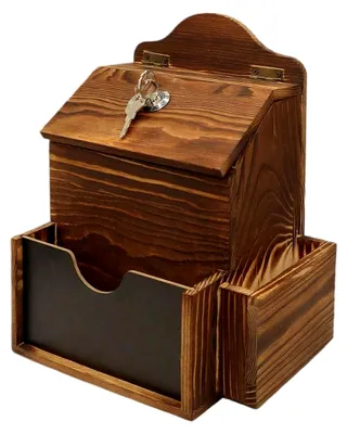 Produktbild von Vorschlagbox mit Einwurföffnung | Wahlurne, Wandmontierbarer Holz-Briefkasten mit 2 Fächern und Schloss, für Restaurant, Schule, Kirche, Hochzeit, Büro
