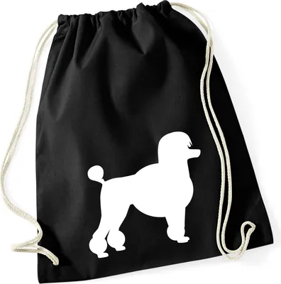 Produktbild von Huuraa Turnbeutel Pudel Silhouette 12 Liter Black Baumwolle Rucksack Geschenkidee