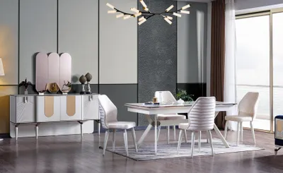 Produktbild von Esszimmer Set Esstisch + 6x Stühle + Anrichte Modern 8 tlg