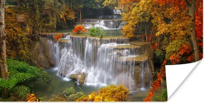 Produktbild von MuchoWow® Poster Bäume - Wasserfall - Herbst 40x20 cm - Poster für die Wand - Poster Schlafzimmer