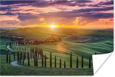 Produktbild von MuchoWow® Poster Italien - Sonnenuntergang - Toskana 60x40 cm - Schlafzimmerdekoration