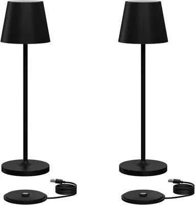 Produktbild von KLIGHEN PACK 2 Dimmbare LED -Batterie -Tischlampen, drahtlose, warme Lichtfarbe 3000 K, wiederaufladbare Aluminiumlampe Innen im Freien USB -Ladung.