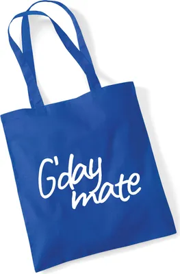 Produktbild von Huuraa Jutebeutel G`day mate Spruch 10 Liter Bright Royal Baumwolle Tasche Geschenkidee