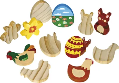 Produktbild von EDUPLAY 210-054 Holzfiguren Ostern, natur, 12-teilig (1 Set)