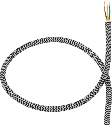 Produktbild von Textilkabel Schwarz und Weiss 1 m