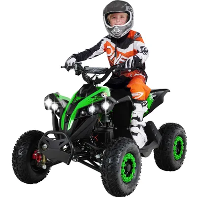 Produktbild von Elektro-Kinderquad Reneblade | 1000 Watt - Kinder Pocket Quad bis 24 km/h - Elektroquad - Elektro Auto - LED - 12V Batterie - Bis 65 Kg (Schwarz/Grün)