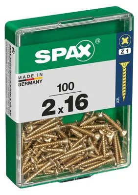 Zdjęcie produktu dla Pudełko 100 szt. Wkręt do drewna spax z płaskim łbem yellox 2.0x16mm spax