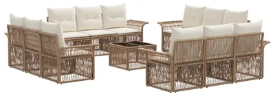 Image de Ensemble de canapé de jardin 13 pcs Beige polyrotin