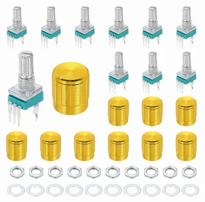 Potentiometer B500K, 3-polig, 15 mm, gekartelt, 10 St.