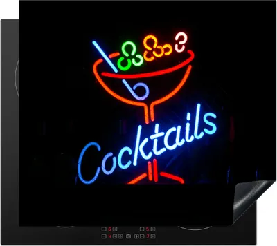 Produktbild von KitchenYeah© Herdabdeckplatte Neon-Cocktail , 59x52cm, Küche Deko, Glaskeramikkochfeld Herdabdeckung, Abdeckplatte fùr Kochfeld