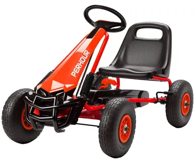 Zdjęcie produktu dla Gokart dla dzieci z regulowanym siedziskiem | Kolor: czerwony i czarny | Wymiary: 61x110x62 cm
