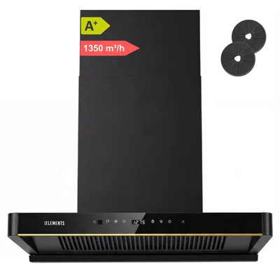 Produktbild von KB ELEMENTS Dunstabzugshaube 80cm, Wandhaube 80cm, 1350 m3/h Saugleistung, Automatische Wärme-Reinigung, Gesten-Toutch Steuerung, A+, Umluft/Abluft