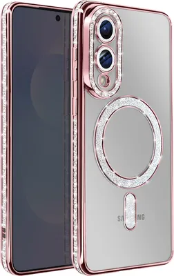 Immagine prodotto di Avizar, custodia MagSafe per Samsung Galaxy S25 Edge con bordo in strass, rosa champagne
