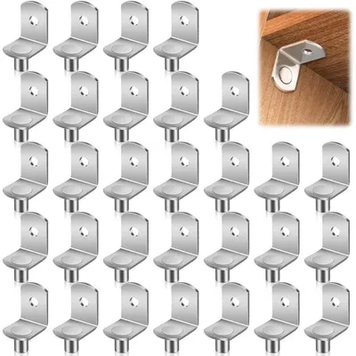 Image de Supports métalliques en forme de L, 5 mm, lot de 30, pour meubles