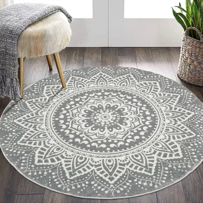 Obrázok produktu pre Omgoods - Okrúhly, huňatý koberec, priemer 120 cm - Veľmi jemný a umývateľný