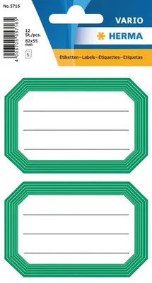 Produktbild von HERMA - Etikett 5716 82x55mm schreibend grüner Rand 12 Stück