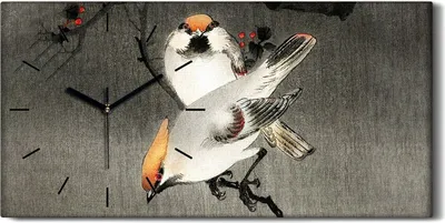 Produktbild von Dekor Leinwand Uhr Wandbilder 60x30 Malerei Asiatischer Zweig Tiere Vögel Kunst - schwarze Hände