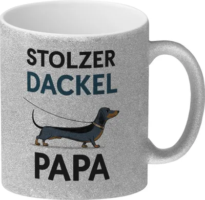 Produktbild von Stolzer Dackel Papa Glitzer-Kaffeebecher