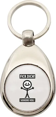 Produktbild von Huuraa Schlüsselanhänger F*ck dick so viel Strichmännchen Metall Schlüsselring Einkaufswagenchip Geschenkidee