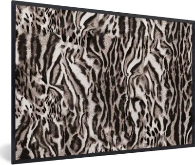 Produktbild von MuchoWow® Gerahmtes Poster Panther Druck - Braun - Abstrakt 90x60 cm - Poster mit Schwarzem Bilderrahmen Wandposter Rahmen Foto Bilder - Fotorahmen - Foto-Plakat