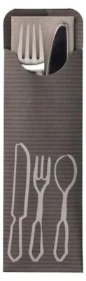 Produktbild von Bestecktaschen 23,5 cm x 7,3 cm anthrazit inkl. farbiger Serviette