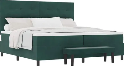 Immagine prodotto di Letto a molle con materasso Verde scuro 200 x 200 cm Velluto