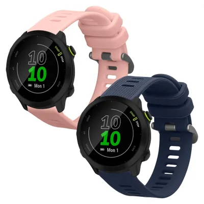 Produktbild von kwmobile 2x Uhrenarmband für Garmin Forerunner 55 / Forerunner 165 / 245 / 645 / 570 42mm Armband - Fitnesstracker Band Set aus TPU Silikon -