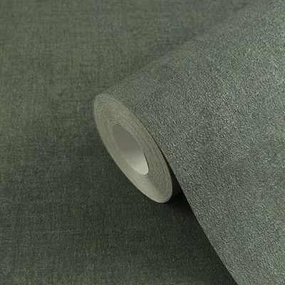 Produktbild von Tapete in Leinenstruktur Dunkelgrün - Schlichte Vliestapete modern AS-Creation (KG-174690)
