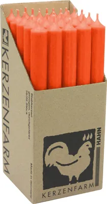 Produktbild von Stabkerzen aus Paraffin, 250/22 mm, Orange, KERZENFARM HAHN, Brenndauer ca. 12h, 25 Stück pro Verpackung