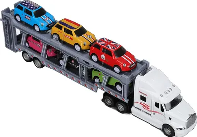 Immagine prodotto di 1:48 Modello giocattolo di camion furgone, lega metallica, rimovibile, sei auto, veicoli da trasporto per bambini, simulazione per bambini dai 3 anni in su (bianco)