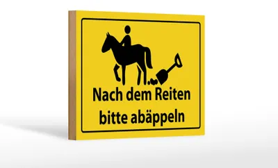 Produktbild von Holzschild Hinweis 18x12cm Nach Reiten bitte abäppeln