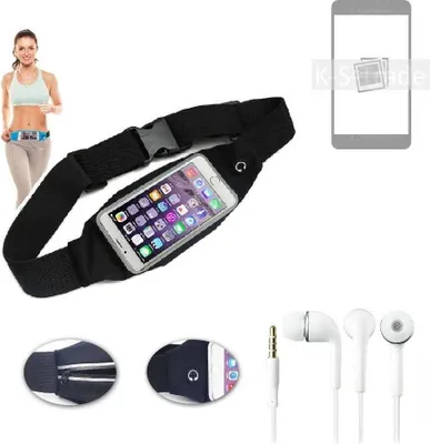 Produktbild von K-S-Trade Bauchtasche Gürteltasche kompatibel mit Samsung Galaxy S22 schwarz + Kopfhörer. Sport Running Jogging Fitness Laufen Umhängetasche