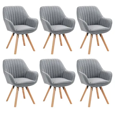 Produktbild von Meubles Cosy 6er-Set bequeme Esszimmerstühle aus graue Stoff mit 360° Drehfunktion - CARSON