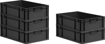 Produktbild von SuperSparSet 5x Eurobox NextGen Grip | HxBxT 17x40x60cm | 34 Liter | Griffe geschlossen | Schwarz | Eurobehälter, Transportbox, Transportbehälter, Stapelbehälter