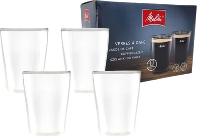 Image de Melitta® Verres à double paroi Lot de 4 verres de 200ml en verre borosilicaté Tasses à café Verres thermos Verres à thé Verres à café Latte Macchiato Cappuccino
