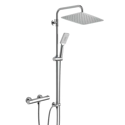 Immagine prodotto di JOHO Colonna Doccia con Rubinetto Termostato, Cromo Asta Doccia Acciaio Inox Set Doccia a Pioggia con Miscelatore Doccetta e Soffione Doccia 35x25 cm