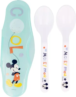 Zdjęcie produktu dla Etui dla malucha Stor z 2 łyżeczkami PP COOL Like Mickey, plastikowe, kolorowe, Estándar