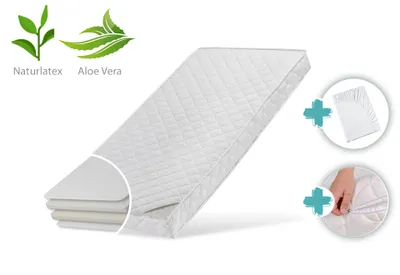 Produktbild von Kindermatratze 80x180 cm LATEX ROYAL mit Aloe Vera-Bezug, Spannbettlaken und zwei Härtegraden, 10 cm hoch, Kindermatratze 80x180 Matratze für Kinderbett