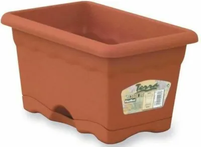 Produktbild von PLASTIKEN Rechteckiger Blumenkasten Ø 50 x 20 cm mit Tablett - Terrakotta