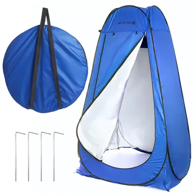 Produktbild von Duschzelt Camping 110 x 110 x 190 cm Toilettenzelt Umkleidekabine für Strand Wandern mit Tragetasche Blau