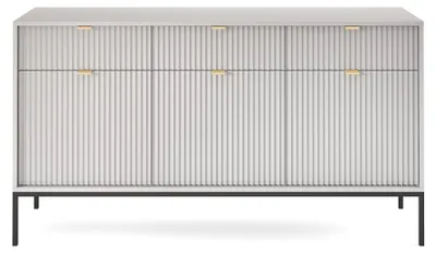 Produktbild von Möbae Lumina KSZ154 Kommode Grau 154 cm – Sideboard modern, 3 Schubladen, 3 Türen, viel Stauraum, schwarze Beine