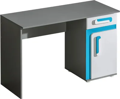 Produktbild von Jugendzimmer - Schreibtisch Oskar 09, Farbe: Anthrazit / Weiß / Blau - 80 x 120 x 50 cm (H x B x T)