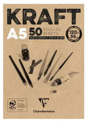 Image de Clairefontaine Bloc de papier à dessin "KRAFT" DIN A5 120 g/qm 50 feuilles