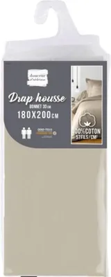 Image de Drap housse - Douceur d'Intérieur - LINA - Coton - 190x140cm - Lin